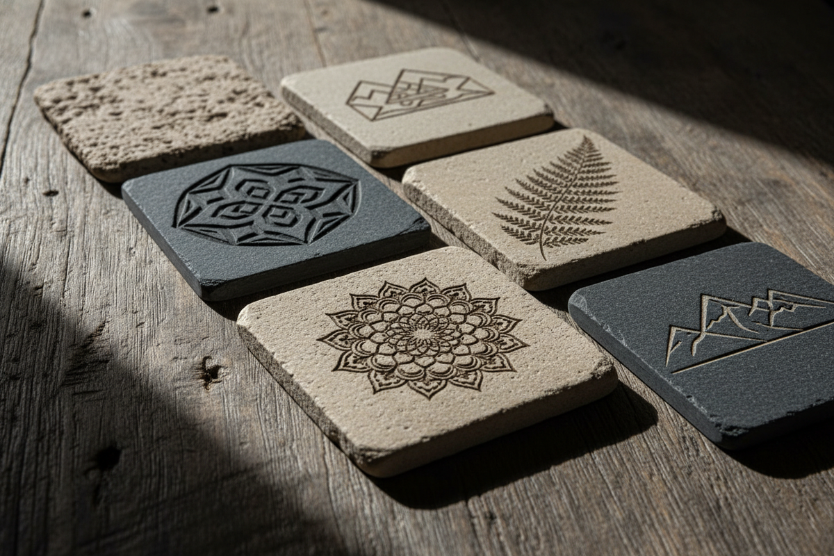 Engraved rock coasters